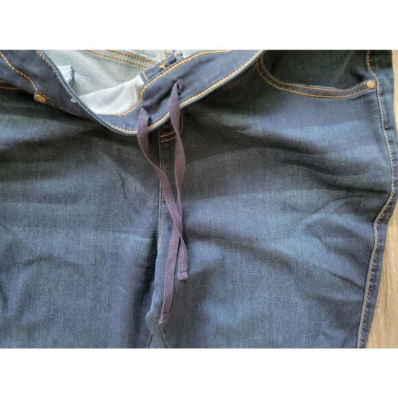 Pajama Jeans Size 1X Pull On Soft Stretch Denim Drawstring Dark Wash Bootcut - Picture 3 of 8